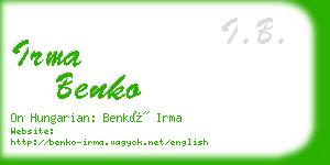 irma benko business card